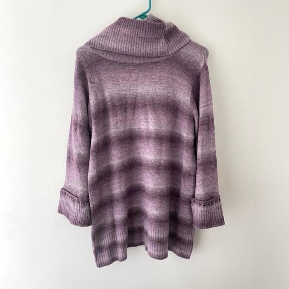 Y2K Ombre Purple Cowl Neck Sweater Tunic Wool Blend Size L Cozy Grunge Lole - Picture 2 of 10